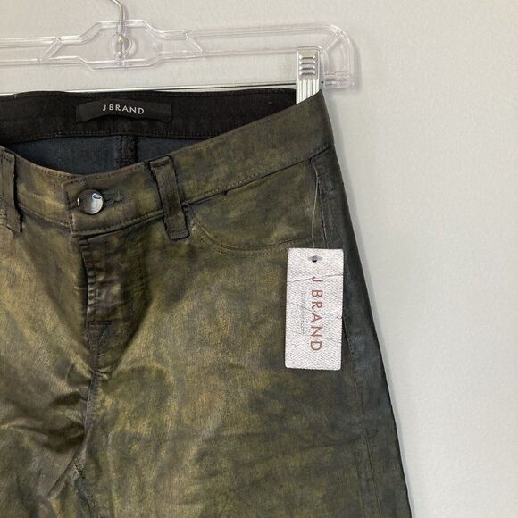 J Brand Jeans Womens 25 Super Skinny Coated Black Tar Dark Bronze Metallic‎ NEW - Picture 3 of 14